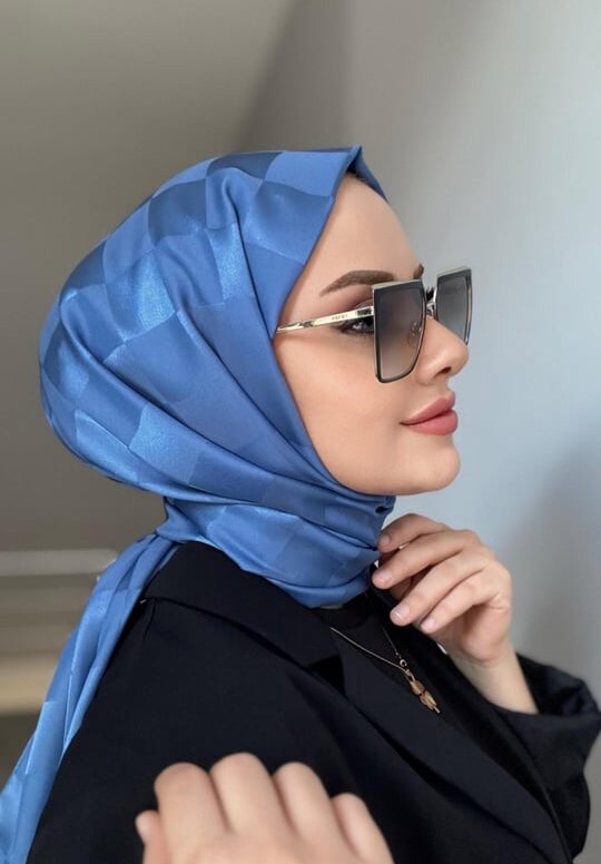 Dama Desen Jakar Şal - İndigo