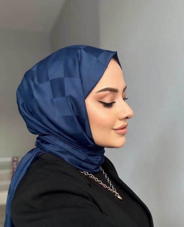 Dama Desen Jakar Şal - Lacivert