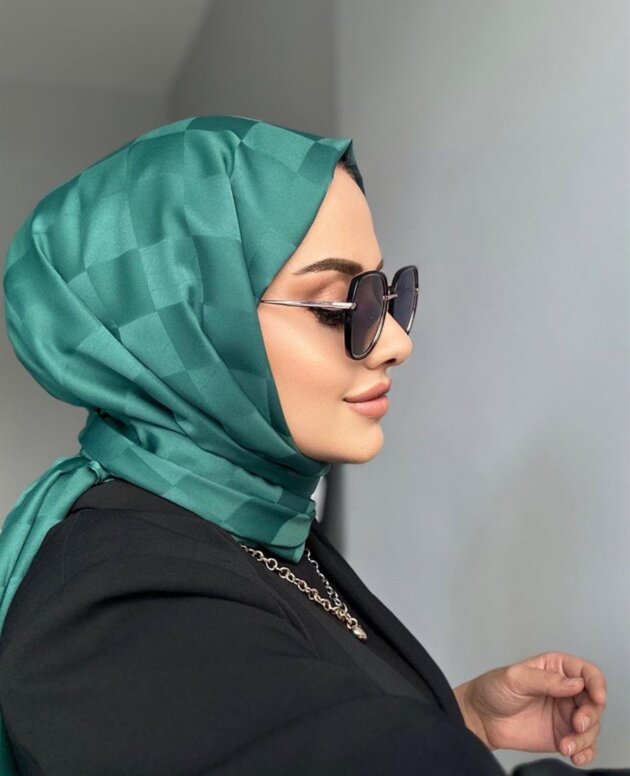 Dama Desen Jakar Şal - Yeşil