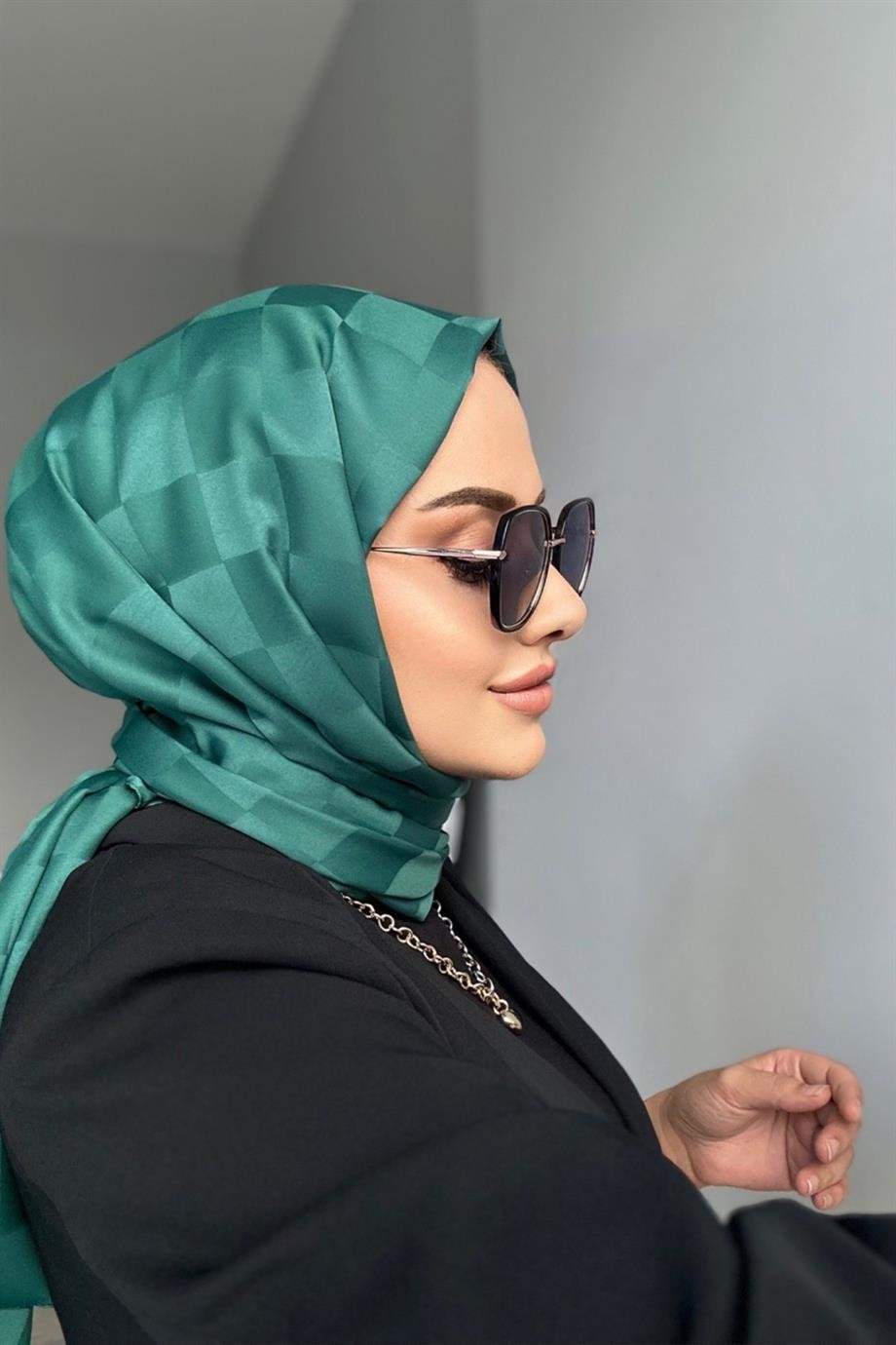 Dama Desen Jakar Şal - Yeşil