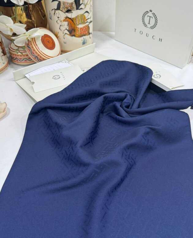 New Desen Pamuk Jakar İpek Şal - 19450 - Lacivert