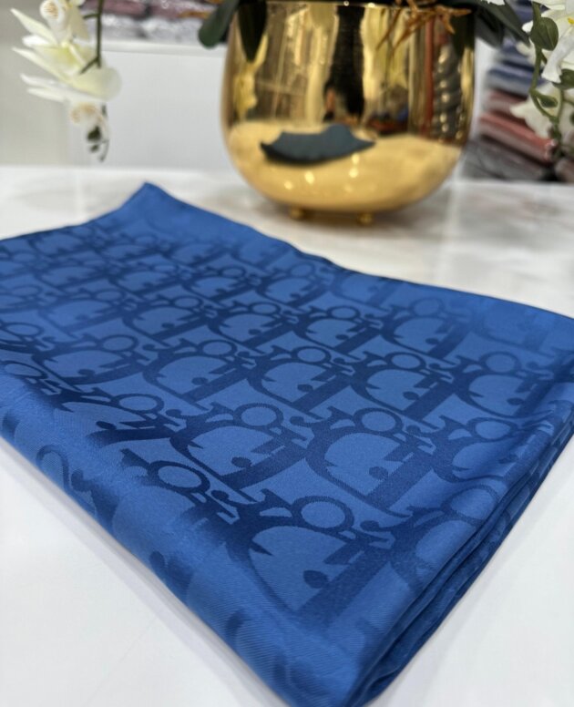 Dior Desen Pamuk İpeksi Jakar Şal 88731 - İndigo