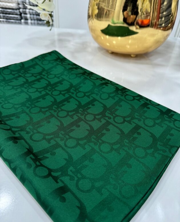 Dior Desen Pamuk İpeksi Jakar Şal 88731 - Zümrüt