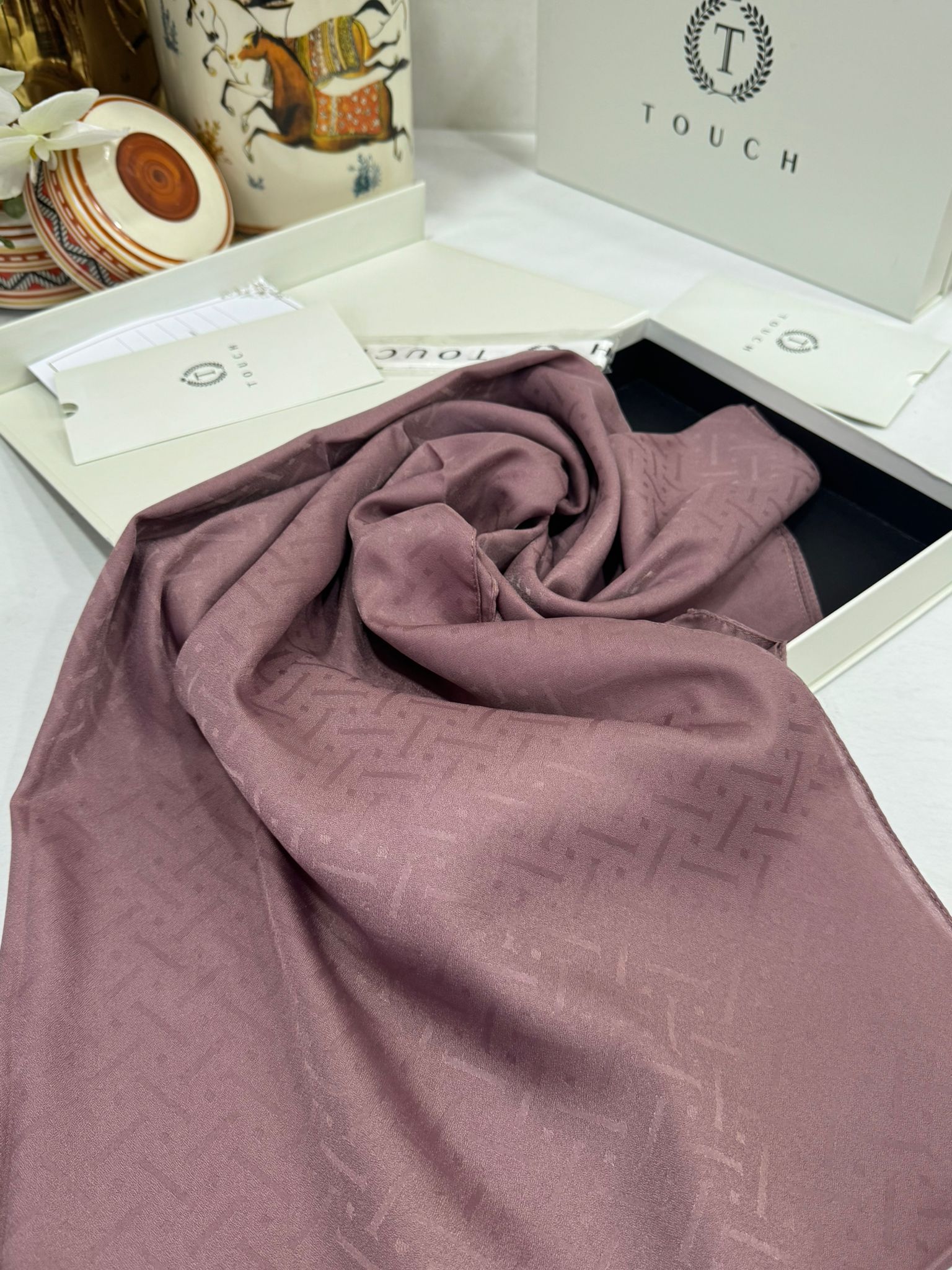 New Desen Pamuk Jakar İpek Şal - 19450 - gül kurusu - Görsel 2