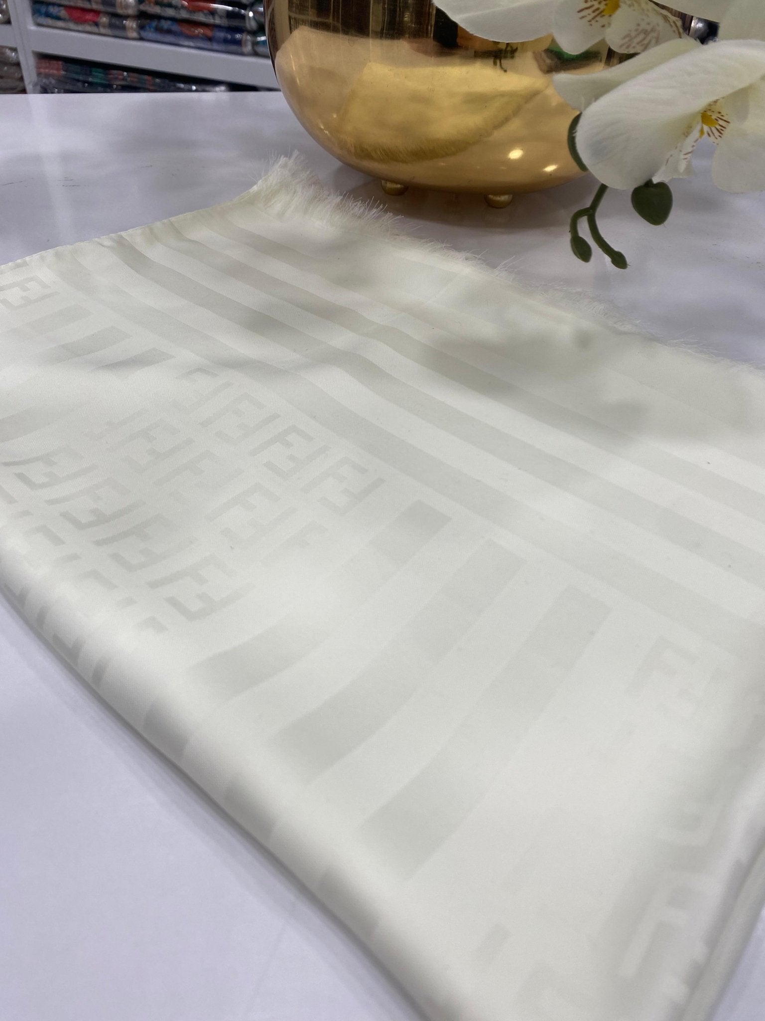 Fendi Pamuklu İpek Jakar Şal - Ekru