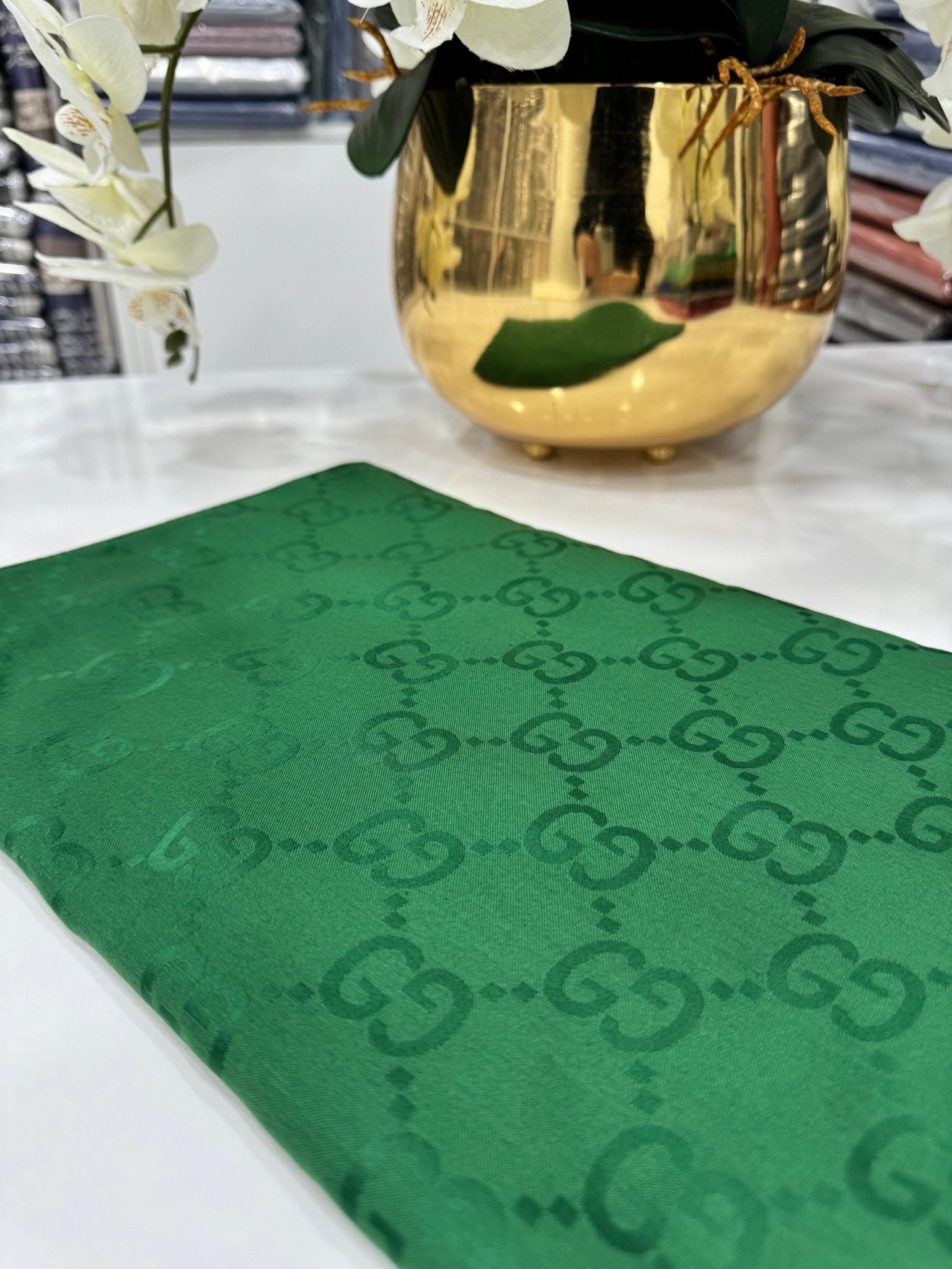 G Desen Pamuk İpeksi Jakar Şal - Zümrüt