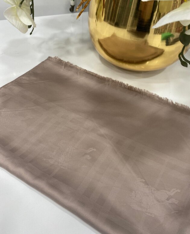 Hermes Desenli İpeksi Jakar Şal - Vizon