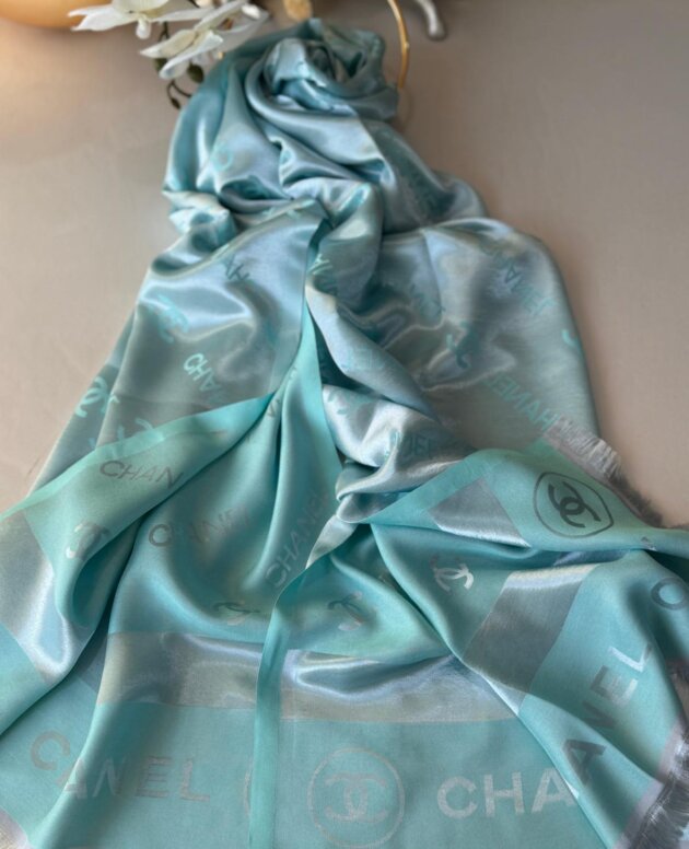 Chanel Çift Taraflı İpeksi Jakar Şal 614450 - Mint