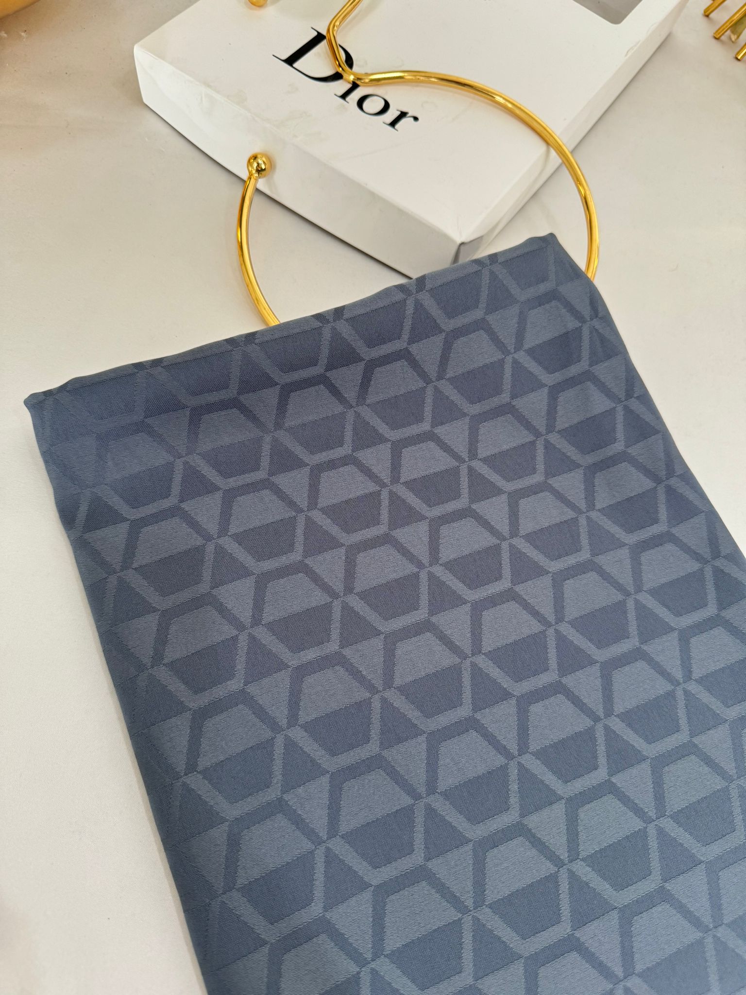 Elmas Desen Pamuk Jakar Şal - Füme - Görsel 2