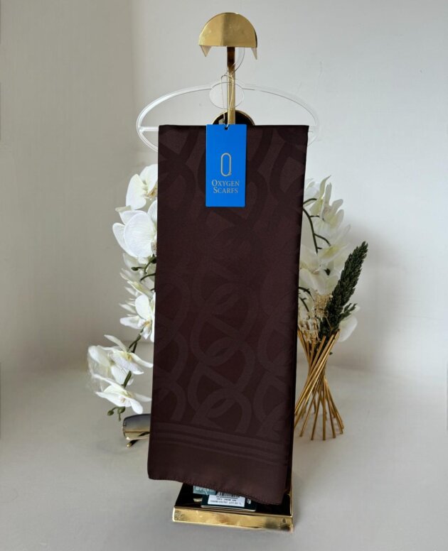 Zincir Desen İpeksi Jakar Şal 45101 - Acı Kahve