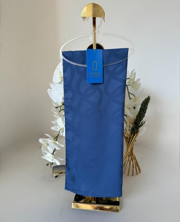 Zincir Desen İpeksi Jakar Şal 45101 - Mavi