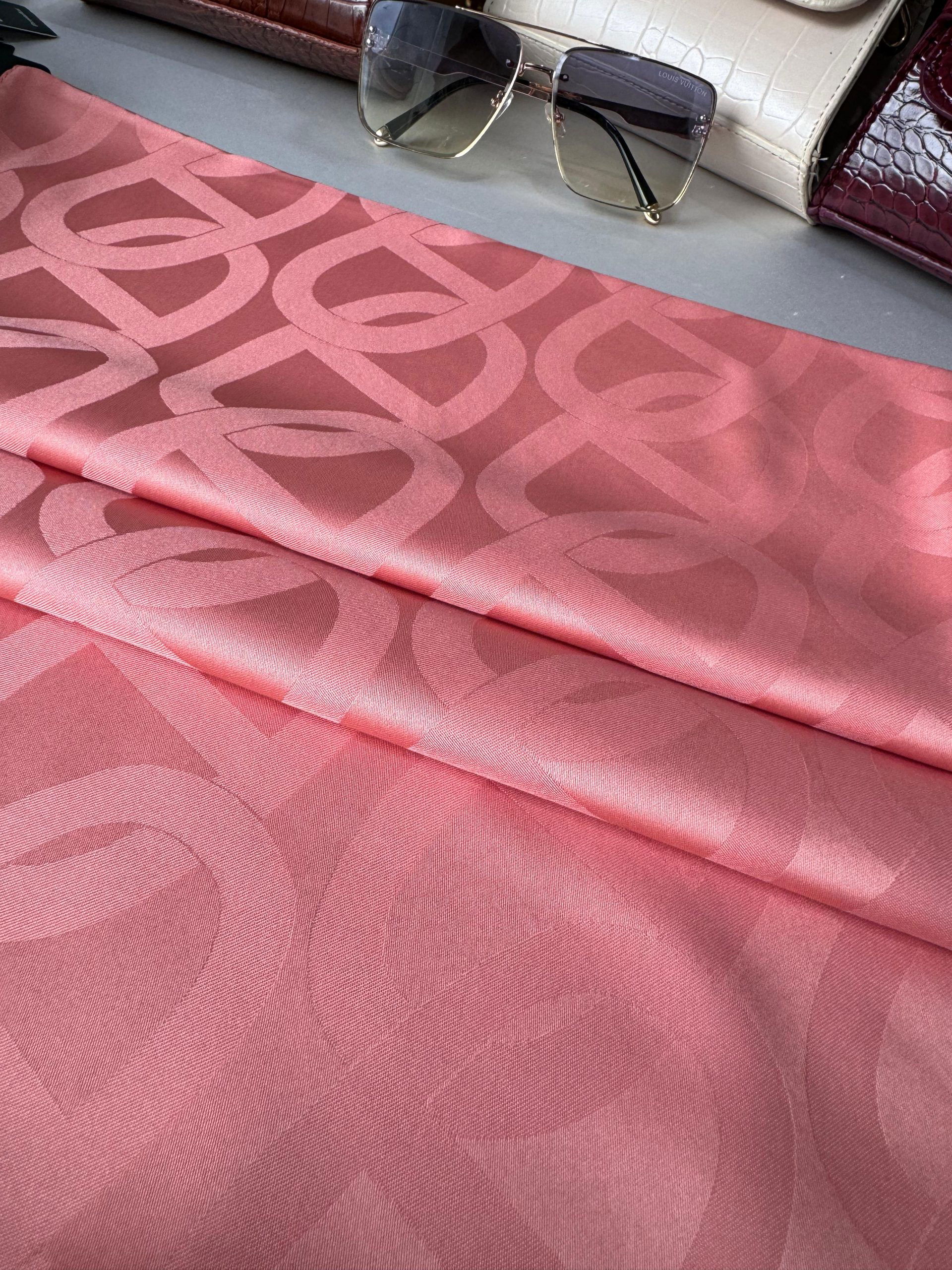 Zincir Desen İpeksi Jakar Şal 45101 - Pamuk Şekeri