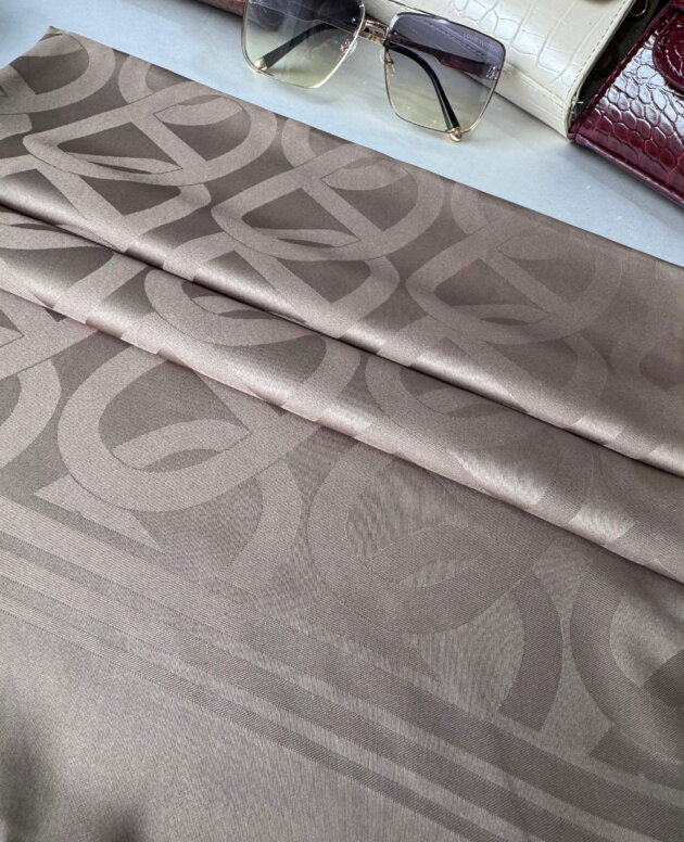 Zincir Desen İpeksi Jakar Şal 45101 - Vizon