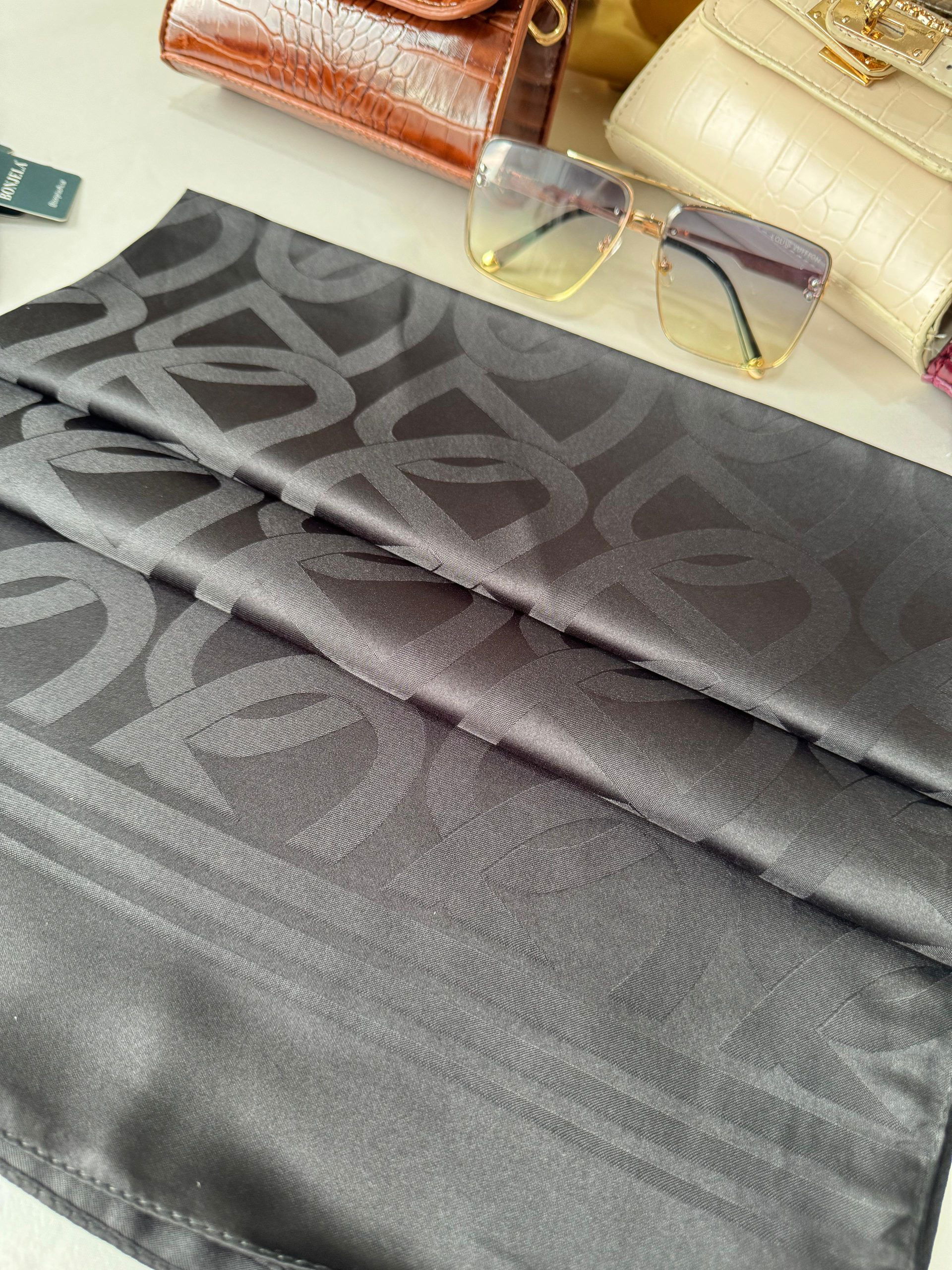 Zincir Desen İpeksi Jakar Şal 45101 - Siyah