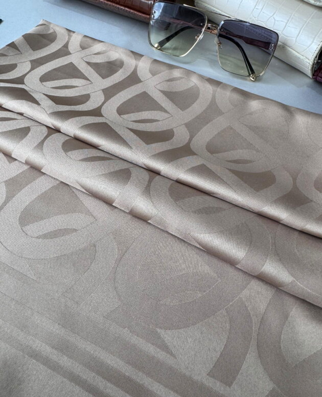 Zincir Desen İpeksi Jakar Şal 45101 - Bej