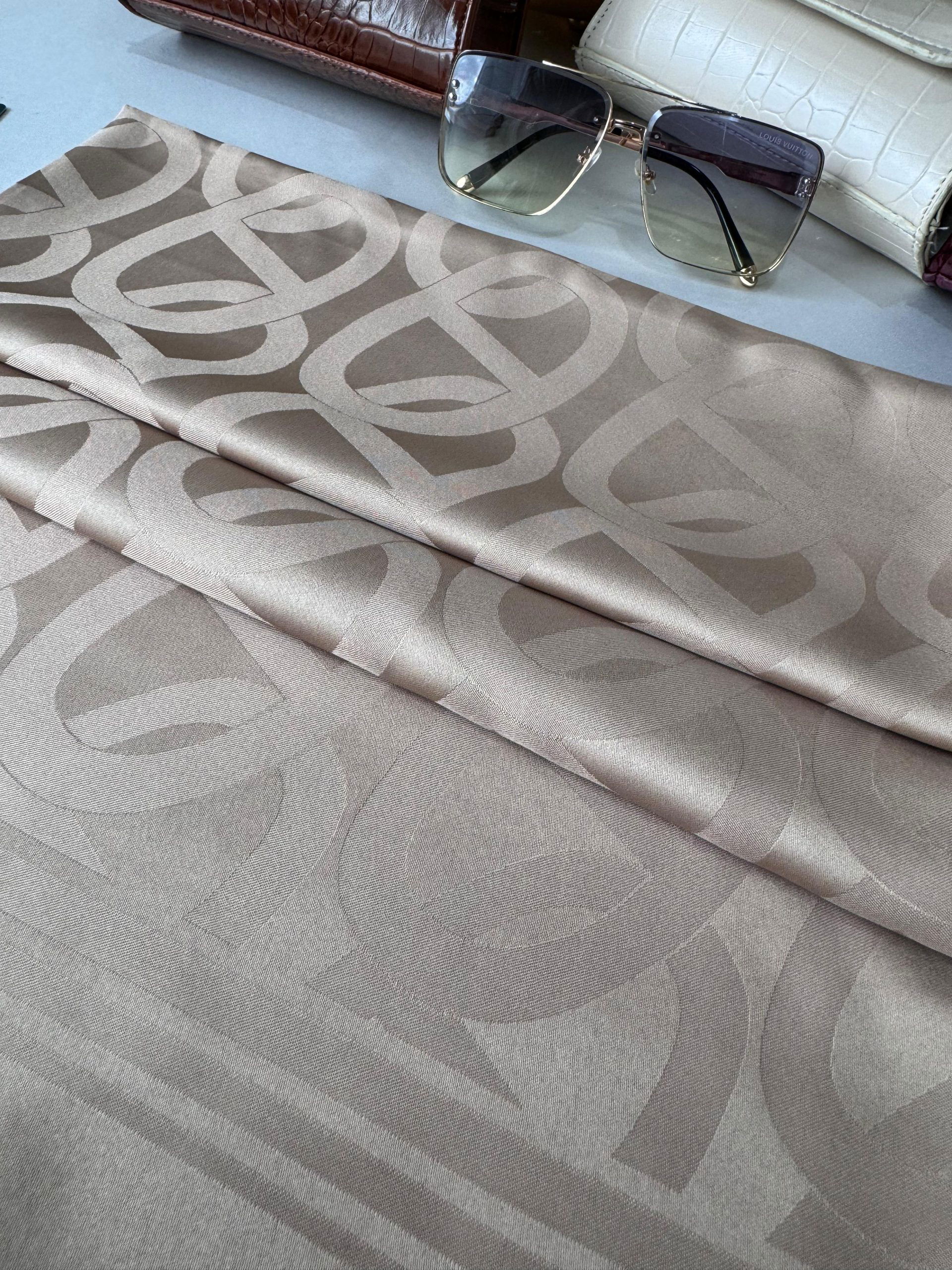 Zincir Desen İpeksi Jakar Şal 45101 - Bej