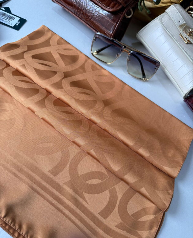 Zincir Desen İpeksi Jakar Şal 45101 - Kiremit