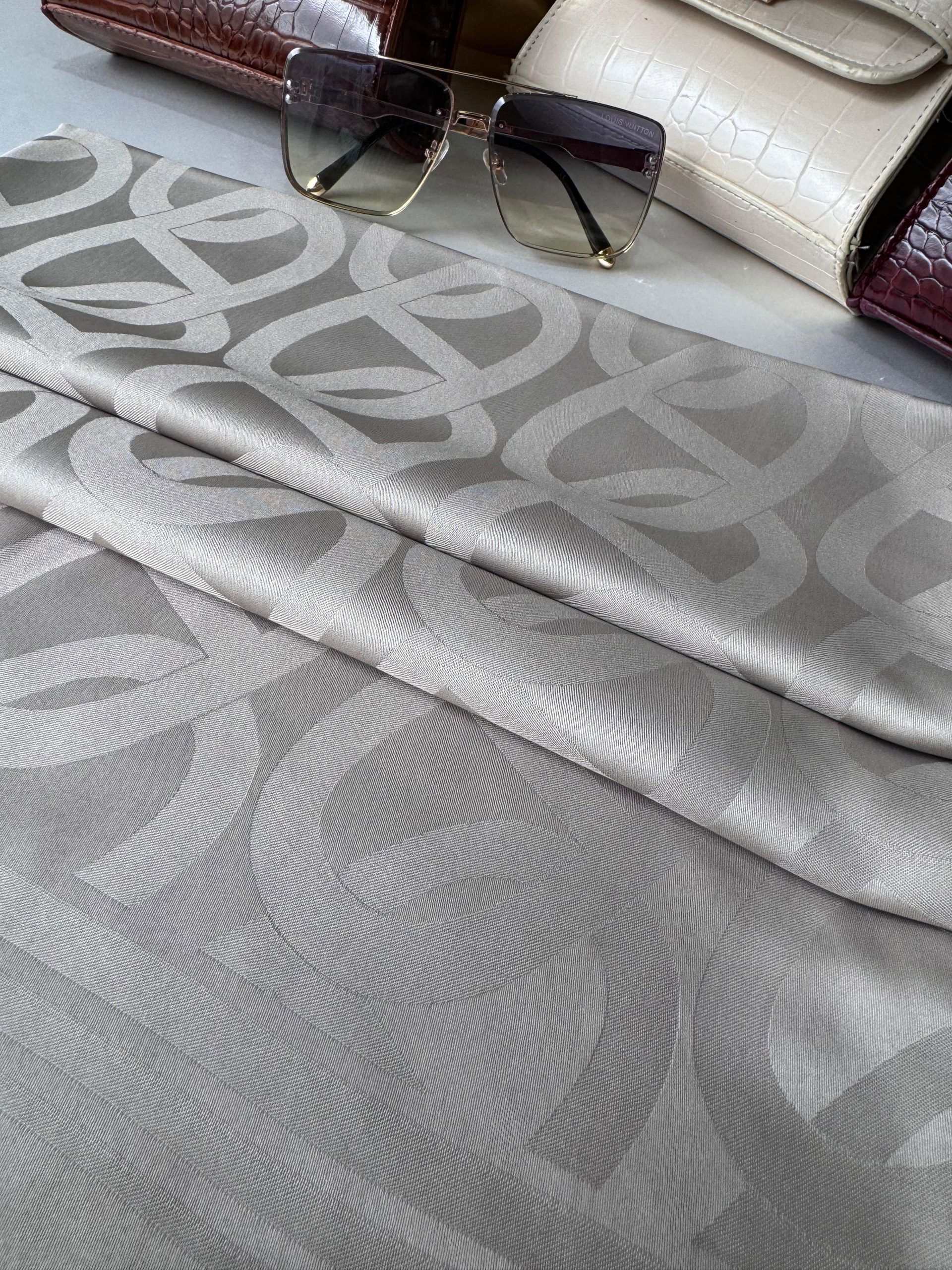 Zincir Desen İpeksi Jakar Şal 45101 - Füme