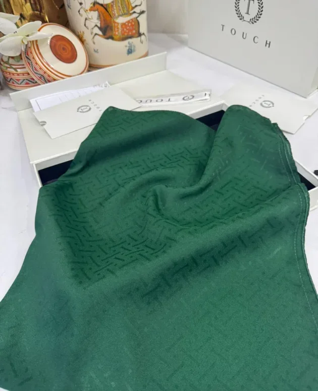 New Desen Pamuk Jakar İpek Şal - 19450 - Koyu Yeşil