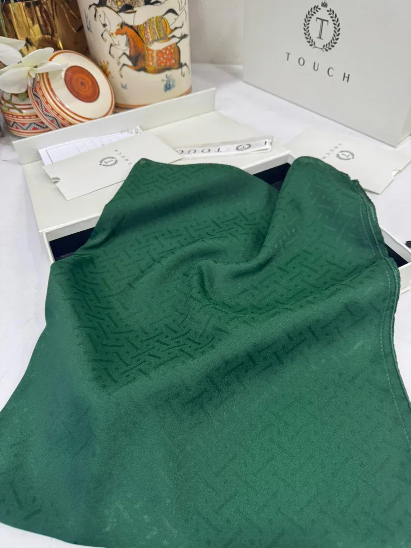 New Desen Pamuk Jakar İpek Şal - 19450 - Koyu Yeşil