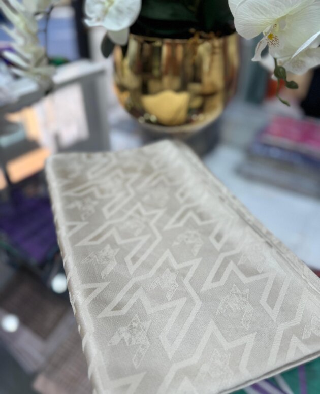 Kazayağı Big Desen Jakar Şal - Bej