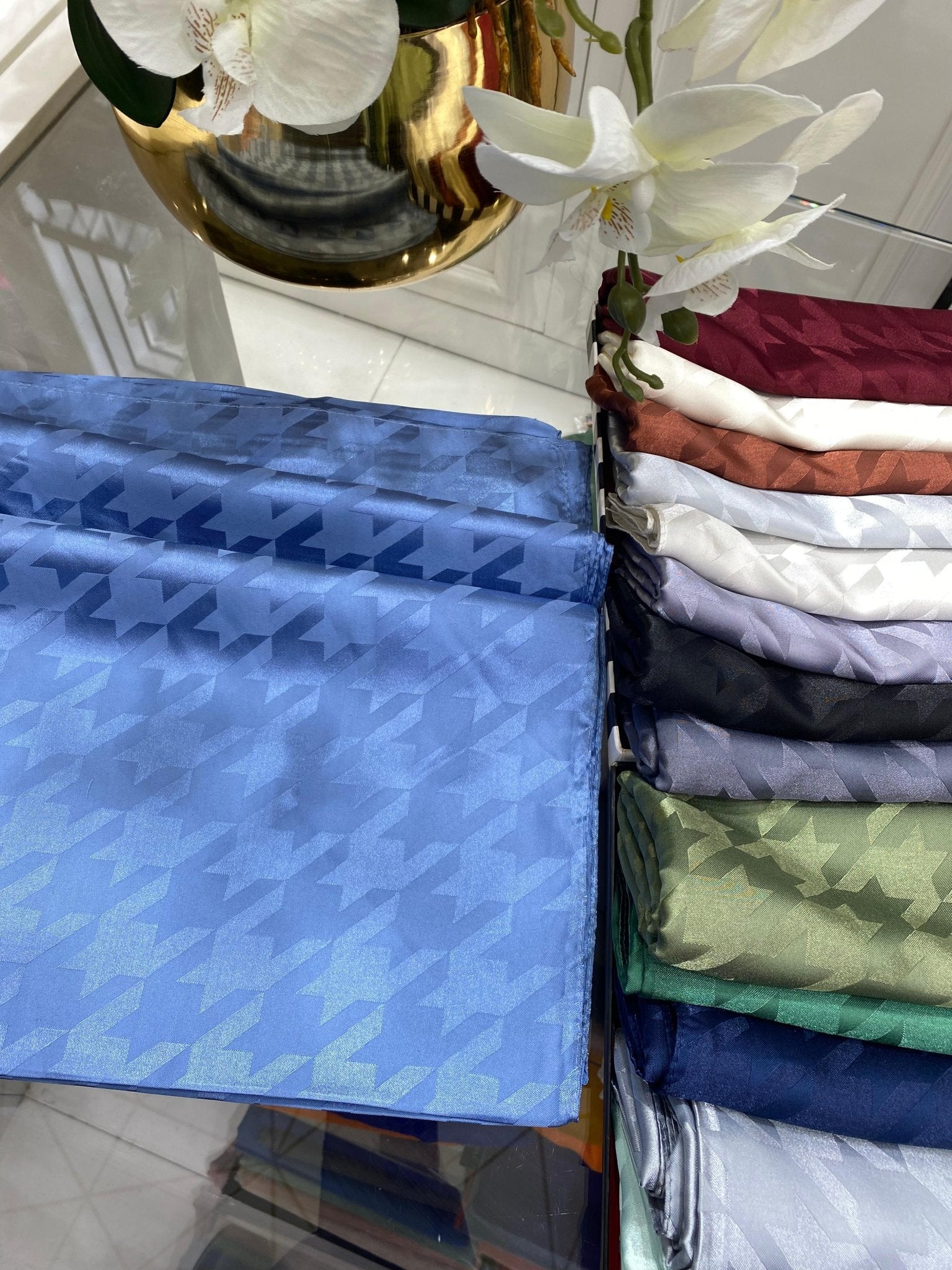 Kazayağı Desen Jakar Şal - İndigo