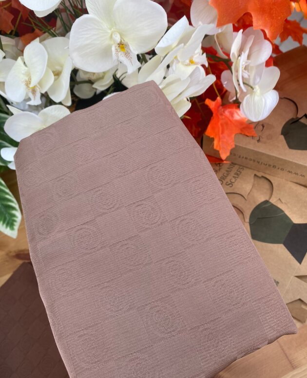 Monogram Desen Pamuk İpek Jakar Şal - Vizon