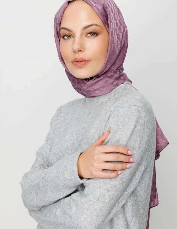 Qoza Desen İpeksi Jakar Şal - Mürdüm