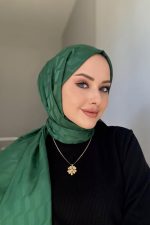 Su Yolu Pamuk Jakar Şal - Zümrüt - Görsel 2