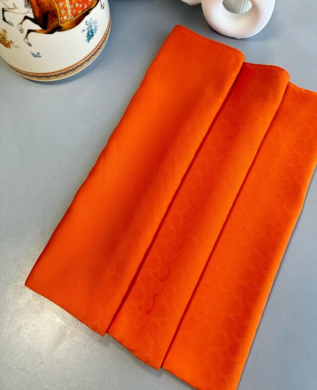 Bloom Desen Pamuk İpeksi Jakar Şal - Turuncu